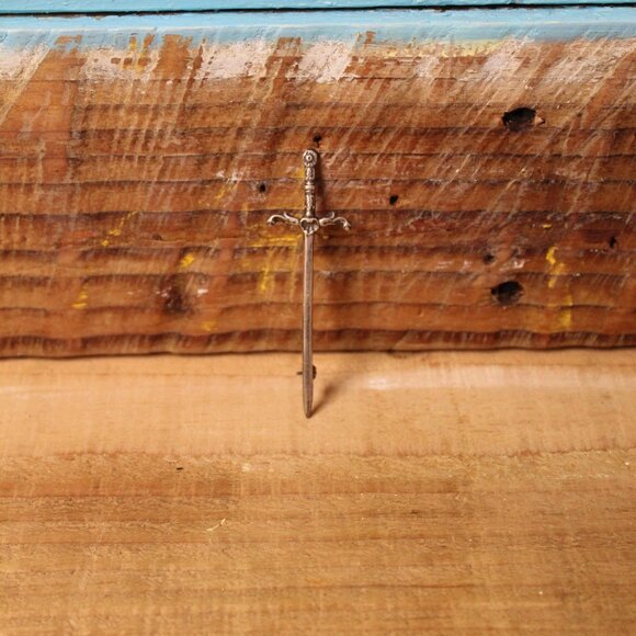 ROBERT ALLISON SCOTTISH STERLING SILVER SWORD PIN BROOCH, 3.25" - Picture 12 of 12